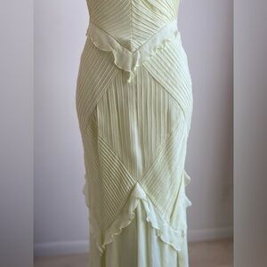 GORGEOUS SILK VINTAGE Badgley Mischka Dress Citron Yellow 2003 sz small Occasion